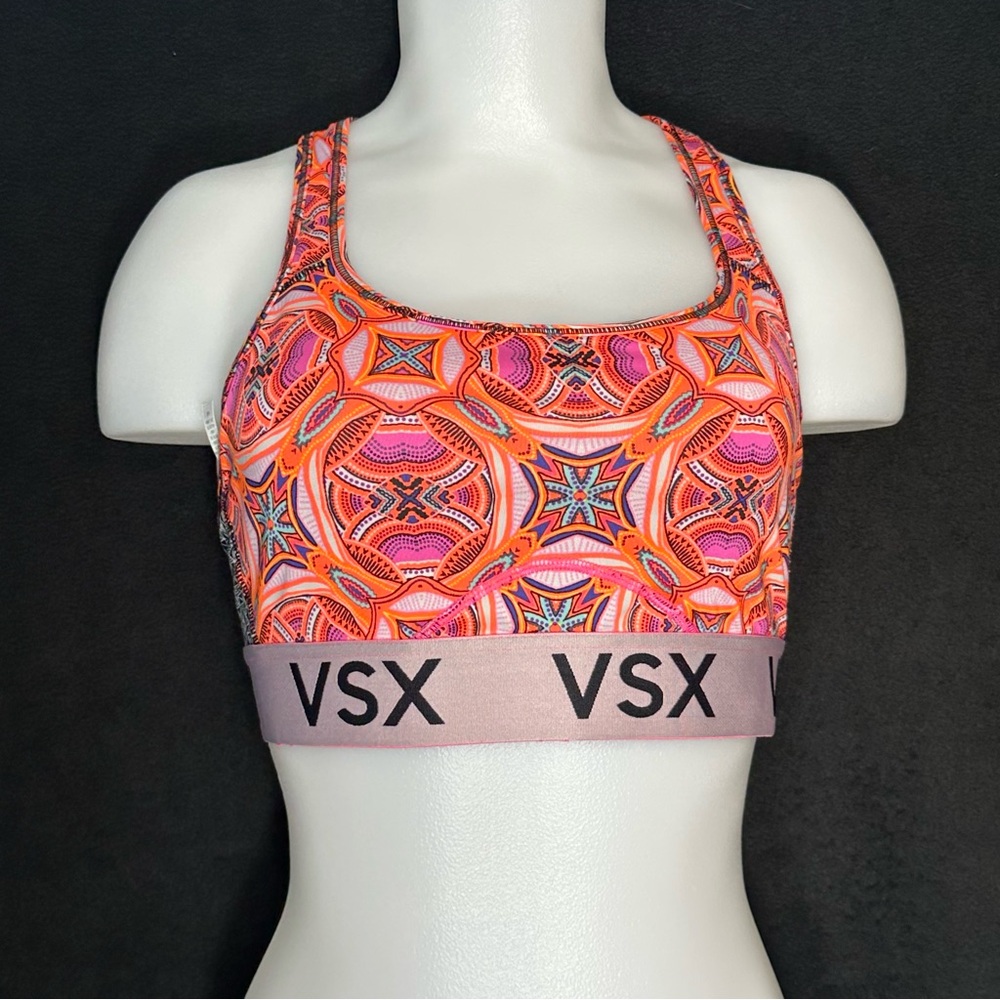 Women's L Orange Aztec Racerback Lightweight Sports Bra - VSX Victoria's Secret